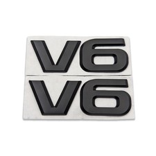 2 x V6 Emblem Zeichen Schwarz Schriftzug 3D Logo Auto Aufkleber Tuning Metall