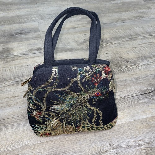 Tasche handtasche schwarz - tasche, pfau