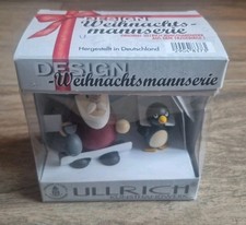 Holzfigur  Weihnachtsmann mit Fisch H 9,5cm NEU Ullrich Erzgebirge Deko.