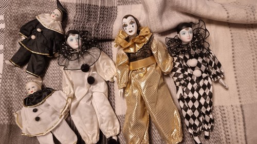 Vintage clown harlekin - vintage, puppen