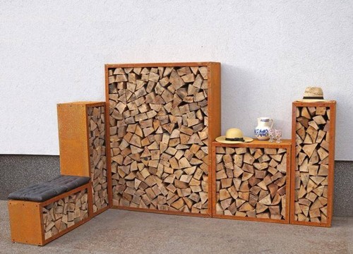 Edelrost kaminholzregal - edelrost,