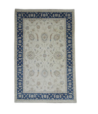 Afghan Ziegler Teppich - 274 x 179 cm - blau beige Orientteppich Handgeknüpft