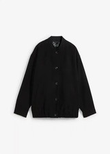 Oversized Jacke in Wolloptik Gr. 46 Schwarz Damen Langarm Pilotenjacke Neu