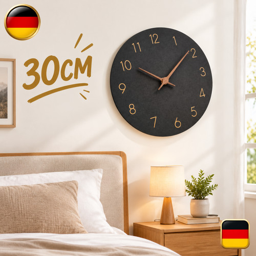 Holz schwarz wanduhr - 30,