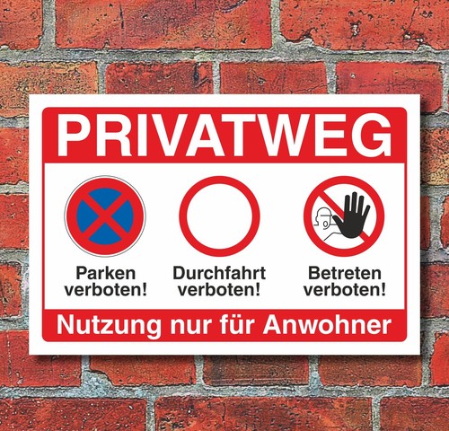 Schild privatweg betreten - privatweg,