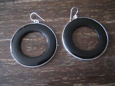 riesige Statement Ohrringe Hänger Creolen 925er Silber schwarz 5 cm NEU