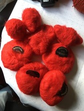 Wolle Strickgarn Häkelgarn Wolle "Mohair Longo" 80% Mohair 400 g feuerrot