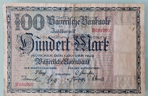 Alte bayerische geldschein 100 - bayerische,