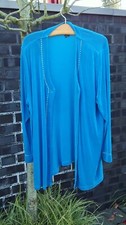 Damen Blusen Jacke v. Citiknits - Gr. 50 / XL - blau - Langarm - Strasssteine