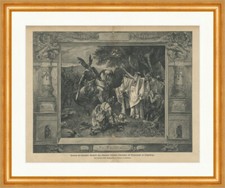 Hermann der Cherusker übergibt Silberschatz Holzstich C 2800 Gerahmt