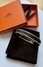 Hermés Armreif Bracelet Email Palladiumauflage "Hermés Sellier"  silber schwarz
