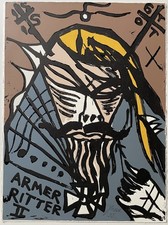 Jonathan Meese, Siegfried im Turmzimmer, 2005, Grafik, Holzschnitt, signiert