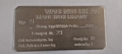 Typenschild schild typ 21 - vw,