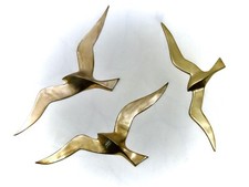 Vintage Wandrelief Wandbild Wanddeko *3 Möwen* Messing Top Zustand Sammlerstück