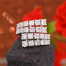 2.40 Karat Si / H Rund Brillantschliff Diamantring 14k Weiß Solid Gold Schmuck