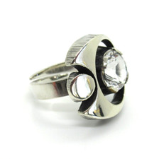 DESIGNER Ring 925 Silber STEN & LAINE Mega Bergkristall signiert 1977 Finland