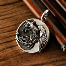 I01 Anhänger Feng Shui Wundertier Roter Vogel Phönix Yin-Yang Silber 925