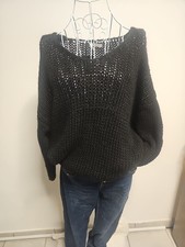 Neu Italy Warme Kuschel Strick Pullover Grob Pulli Oversize Schwarz 38 40 42