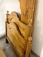 Antikes Jugendstil Kiefernholzbett 200x90 cm inkl. Lattenrost – restaurierbar