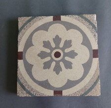 Villeroy & Boch Mettlach Bodenfliese, 17x17x1,6cm, Blumenmotiv, antikes Original