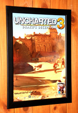 Uncharted 3 Drake's Deception PS3 Ps4 Promo selten kleines Poster / Werbeseite gerahmt