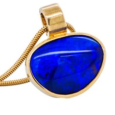 NEU Kette 585/- / 14K Gelbgold mit Anhänger 750/- / 18K Gelbgold Opal