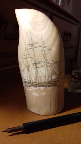 Scrimshaw stil holzzahn - ,
