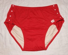 Windelhose Schutzhose Gummihose Druckknöpfe roter Stoff