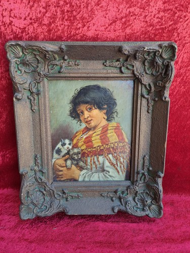 Gemälde frau mit - frau, katzen