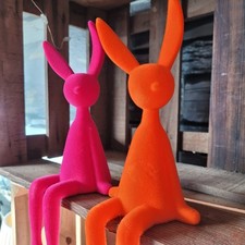 2 x Flock Hase Figur