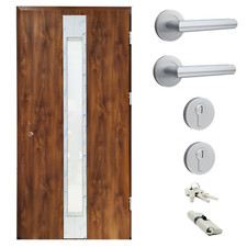 Ausstellungstür #KO03 Haustür Nussbaum Sicherheitstür DS92 DIN Rechts 100x210cm