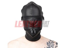 Schwarze Leder Kapuze Maske