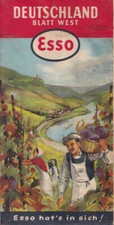 Esso Deutschland Blatt West Strassenkarte Landkarte Auto Reise 1957 Vintage RAR