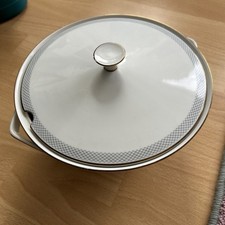 Königl. pr. Tettau Ria Porzellan Suppenschüssel grau Rand Goldrand Netzrand 1208