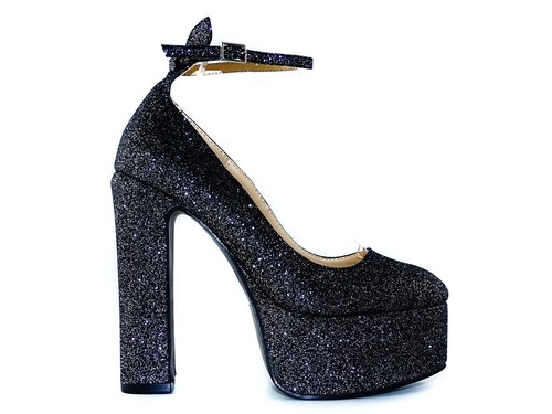 Schwarze glitzer plateauschuhe - glitzer,
