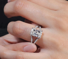 950 Platinum Split Schaft Damen Ring 3.70 Karat Künstlicher Glanzschliff Diamant