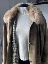 Warmer Ledermantel Wildleder samtweich Pelzkragen Fuchs Fell Pelz Mantel teuer