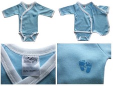 2 Sück Baby SET Wickelbody Langarm 2 Bodys Baumwolle Gr 50 / 56 NEU m.kl.Fehlern