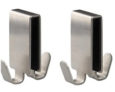 Fackelmann Spar-Pack 2 Stück Doppelhaken Kleiderhaken für Glasduch-Wand Tecno