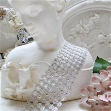 1m Strassband Silber Dekoband Strassborte Strasssteine Glitzerband Deko Hochzeit