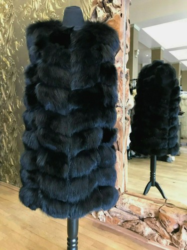 Fuchsweste pelz weste schwarz - pelz,
