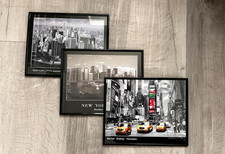 3x Wandbild in Glas mit Rahmen New York 20,5 x 24 cm