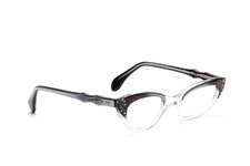 Vintage Cat Eye Brille 50er Jahre Selecta Margaret Decor Silber 46 - 22 mm  EG5