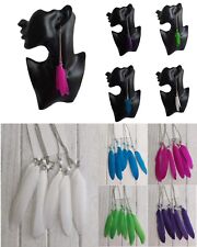 1 paar Ohr-Hänger Feder lang Farbwahl Ohrschmuck Modeschmuck 