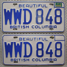 British Columbia Nummernschilder Paar 1977 Kanada Kennzeichen License Plate Pair
