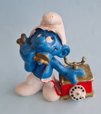 20062  TELEFON Schlumpf mit Telefon Smurf Schleich W.Germany 1980 Peyo 