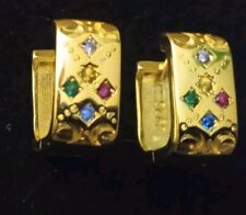 Vintage Creolen goldfarben rechteckig 925 Silber