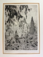 Staeger, Ferdinand. Der Lebensweg, Kaltnadel Radierung um 1920 Handsigniert 