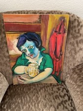 gemälde expressionismus Blaue Frau signiert Pele