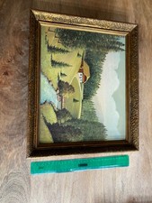 Antikes Ölbild auf Leinwand vergoldeter Rahmen signiert E. Ruscha